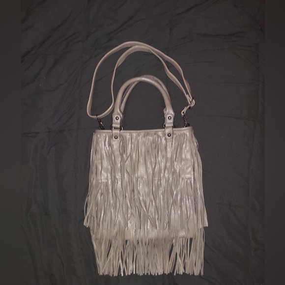 FRINGE BAG, GREY, BEAUTIFUL BAG, BY BAM FOREVER, CROSSBODY/TOP HANDLE, - Picture 6 of 10